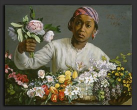 Frédéric Bazille, Young Woman with Peonies, French, 1841 - 1870, 1870, oil on canvas