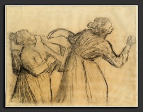 Edgar Degas, Laundress Carrying Linen, French, 1834 - 1917, c. 1885-1895, charcoal on laid paper