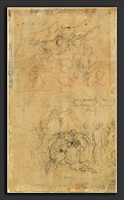 Jacob Jordaens, Sheet of Studies with the Drunken Pan and Nymphs, Flemish, 1593 - 1678, black and