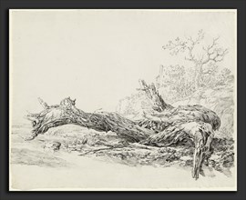 Jean-Antoine Constantin (French, 1756 - 1844), An Ancient Tree Fallen Beside a Stream, c. 1814, pen