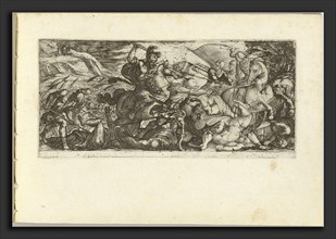 Antonio Tempesta (Italian, 1555 - 1630), Cavalry Attack with Soldiers Fleeing, etching