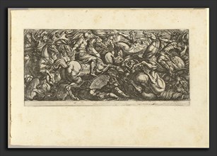 Antonio Tempesta (Italian, 1555 - 1630), Cavalry Charge with Soldiers and Horses Trampled, etching