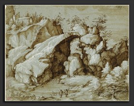 Gherardo Cibo (Italian, 1512 - 1600), Rocky Landscape with a Natural Arch, 1550-1580, pen and brown