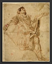 Cosmas Damian Asam (German, 1686 - 1739), Saint George Kneeling, 1720-1721, red chalk with