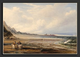 Peter De Wint, Travelers on the Sands near Redcar, British, 1784 - 1849, 1838, watercolor with