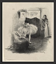 Jean-Louis Forain, Dancer Tying Her Slipper, French, 1852 - 1931, c. 1891, lithograph