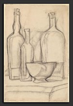 Juan Gris, Bottles and Bowl, Spanish, 1887 - 1927, 1911, graphite on laid paper