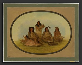 George Catlin, The Sioux Chief with Several Indians, American, 1796 - 1872, 1861-1869, oil on card