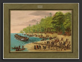 George Catlin, Launching of the Griffin.  July 1679, American, 1796 - 1872, 1847-1848, oil on
