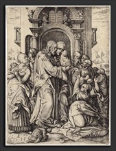 Daniel Hopfer I, The Virgin Mary Taking Leave of Christ, German, c. 1470 - 1536, c. 1520, etching