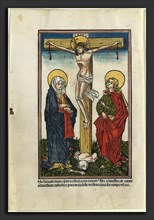 German 15th Century (Augsburg), Christ on the Cross with the Virgin and Saint John, 1491, color