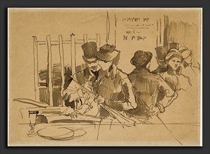 Edouard Manet (French, 1832 - 1883), The Railway Restaurant, c. 1879, pen and brown ink on wove