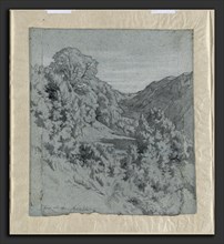 Jean-Paul Flandrin (French, 1811 - 1902), Sunlit Trees in a Valley near Lacoux, 1840, black chalk