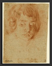 Aniello Falcone (Italian, 1607 - 1656), Head of a Boy, 1635-1645, red chalk on oatmeal paper