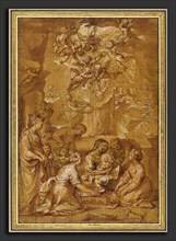 Ventura Salimbeni (Italian, 1568 - 1613), The Birth of the Virgin, 1605-1610, pen and brown and red
