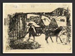 Paul Gauguin (French, 1848 - 1903), The Ox Cart (Le char a boeufs), in or after 1895, woodcut on