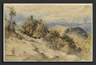 Carl Wilhelm MÃ¼ller (German, 1839 - 1904), Sun and Rain in the Serpentara near Olevano, 1869, pen