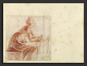 Polidoro da Caravaggio, Woman Seated with a Piece of Cloth, Italian, c. 1499 - probably 1543, c.