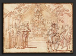 Claude Gillot, Scene from "The Tomb of Master André", French, 1673 - 1722, c. 1705-1708, red chalk