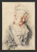 Antoine Watteau, Seated Woman Looking Down, French, 1684 - 1721, c. 1720-1721, red and black chalk