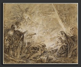 FranÃ§ois Boucher, The Adoration of the Shepherds, French, 1703 - 1770, 1758-1760, black chalk, pen