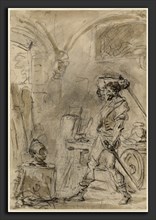 Jean-Honoré Fragonard, Don Quixote about to Strike the Helmet, French, 1732 - 1806, 1780s, brush