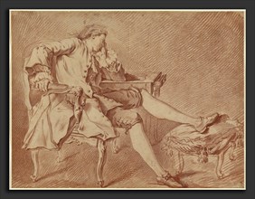 Carle Van Loo, Gentleman Lounging in a Chair, French, 1705 - 1765, red chalk with touches of black