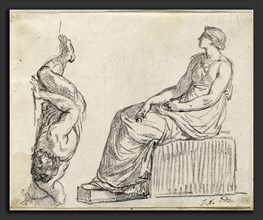 Jacques-Louis David, Seated Woman and Man Sprawling on the Ground, French, 1748 - 1825, 1775-80,