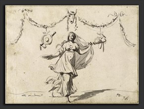 Jacques-Louis David, Ornament with a Woman in Ancient Dress, French, 1748 - 1825, 1775-80, graphite