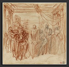 Antoine Watteau, Italian Comedians Taking Their Bows, French, 1684 - 1721, c. 1718, red chalk and