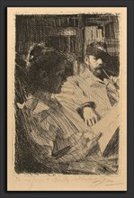 Anders Zorn, Reading (La Lecture), Swedish, 1860 - 1920, 1893, etching on Dutch paper