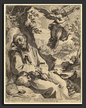 Agostino Carracci after Francesco Vanni, Saint Francis Consoled by the Musical Angel, Italian, 1557