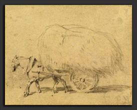 J. Frederick Tayler, A Horse Pulling a Load of Hay, British, 1802 - 1889, graphite on wove paper