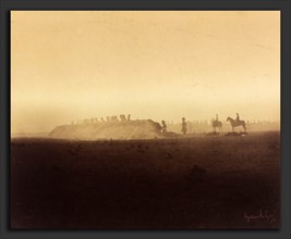 Gustave Le Gray, Cavalry Maneuvers, Camp de ChÃ¢lons, French, 1820 - 1884, 1857, albumen print from