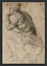 Alessandro Allori, A Pearl Diver, Italian, 1535 - 1607, c. 1570, black chalk on laid paper