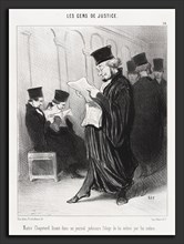 Honoré Daumier, Maitre Chapotard lisant l'éloge de lui-mÃªme, French, 1808 - 1879, 1846, lithograph