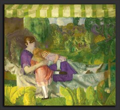 George Bellows, My Family, American, 1882 - 1925, 1916, oil on canvas, woman and two children in a