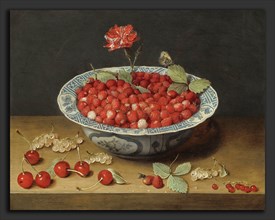 Jacob van Hulsdonck (Flemish, 1582 - 1647), Wild Strawberries and a Carnation in a Wan-Li Bowl, c.