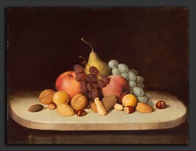 Robert Seldon Duncanson, Still Life with Fruit and Nuts, American, 1821 - 1872, 1848, oil on board