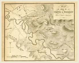 Plan, map the battle of Crete a Pierrot by the French army