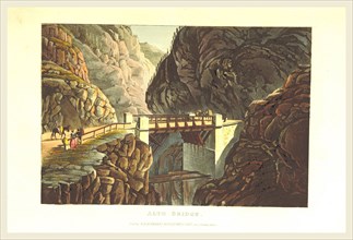 Picturesque Tour from Geneva to Milan, by way of the Simplon: Alto Bridge coloured view  engraved