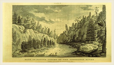 On the Ontonagon river, engraving 1821, Narrative Journal of Travels, through the North Western