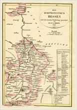 Map Kurfurstenthums Hessen, Germany, 1822, 19th century engraving