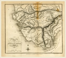 Map of Andalusia and Grenada, 1822, 19th century engraving