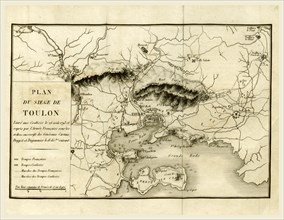 Map of Toulon, France, Europe, 19th century engraving