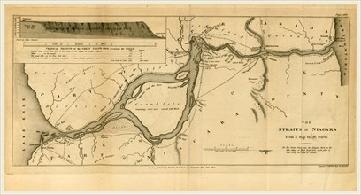 Map of the Straits of Niagara, 1822-23, 19th century engraving