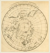 Map Northern Hemisphere  1824, 19th century engraving