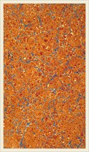 Background, blue, creme, brown, , marbled paper, 19th century