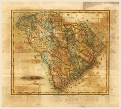 Map South Carolina, Mills Atlas, US, America, 19th century engraving