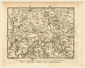 Map, Griffith's new historical description of Cheltenham and its vicinity, 19th century engraving,